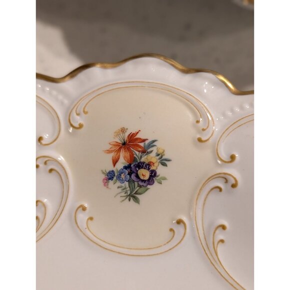 Bavaria Tirschenreuth Germany Floral Scalloped Porcelain Plates Pair set of 2 - Picture 15 of 16
